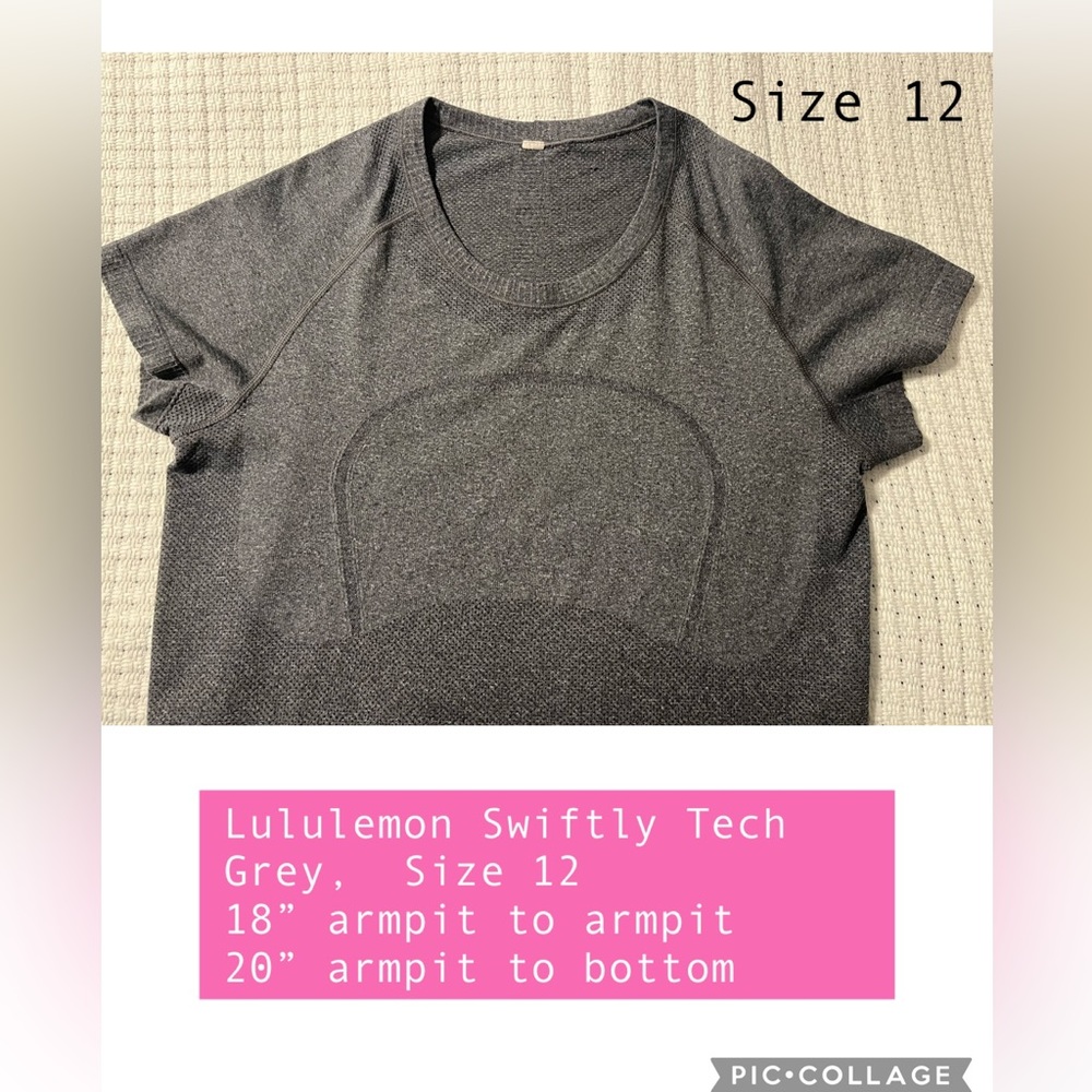 Lululemon Swiftly Tech heathers dark grey Sz 12, great condition